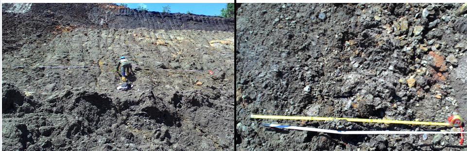 Analisis Baliklongsoran Lowwall Pit B3 di Tambang Batubara... 45 Gambar 1. Foto Pemetaan Geoteknik di Dinding Low Wall Tabel 1.