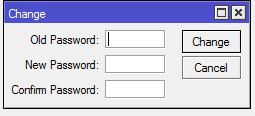 100 4.4.2.8 Mengubah Password Administrator Secara default, router mikrotik memiliki konfigurasi username dan password untuk administrator yaitu username admin dengan password kosong.