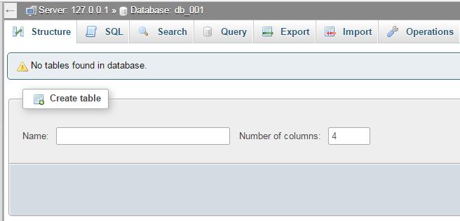 Untuk latihan ini, beri nama database dengan nama db_001 (001 diganti