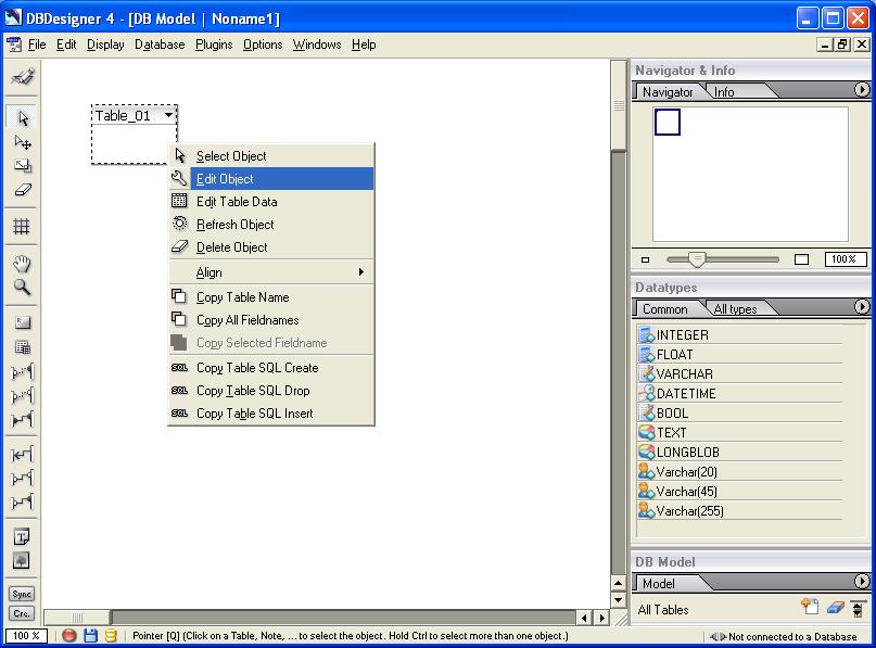 Lanjutan Menu Edit Object akan menampilkan jendela Table Editor.