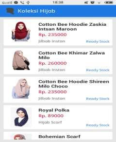 hijab pada aplikasi. Berikut desain tampilan halaman daftar hijab pada aplikasi toko hijab untuk Gambar 4 Tampilan Halaman Kategori 3.