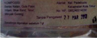 Informasi tentang produk kue kaktus dicantumkan pada label yang mana produk ini diproduksi oleh LKP Teratai dengan no izin dari dinas kesehatan Provinsi Gorontalo yaitu P : IRT NO. 206757101129.