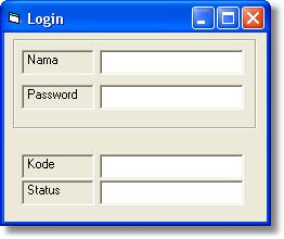 Panel2 untuk status login Panel3 untuk kode pemakai (panel3 dalam proses program disembunyikan). Jadi yang terlihat hanya nama user dan statusnya saja. 1.8.