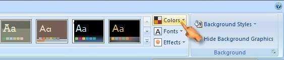 36 Mengubah Warna Tema: Pilih perintah [Color] di grup [Themes] di tab [Design]. Gambar 4.5.Menu Colors.