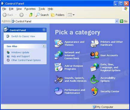 Control Panel Windows XP Pada versi windows xp ini, control panel sudah dikelompokkan dalam