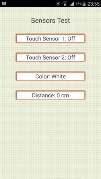 34 Gambar 4.3 Tampilan Menu Sensor Test saat terkoneksi. Pada gambar diatas dapat dilihat pada sensor warna muncul warna putih dikarenakan sensor cahaya pada NXT terarah pada permukaan berwarna putih.