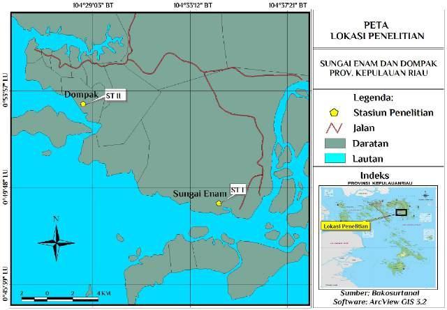 Gambar 1. Peta Pulau Bintan dan Lokasi Pengambilan Sampel Tabel 1.