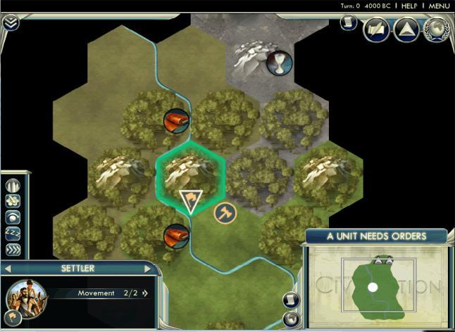 Gambar 4. Game Civilization V dengan strategic view Dapat dilihat dari gambar 2, Civilization V menerapkan sistem Grid Map disertai dengan tambahan informasi cost untuk setiap tile yang ada.