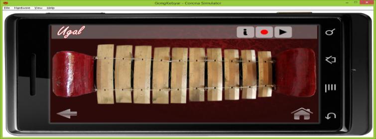 4.3 Tampilan Memainkan Instrumen Aplikasi Gamelan Gong Kebyar instrumen Gangsa dan Kendang Ini memiliki beberapa instrumen yang dapat dimainkan.