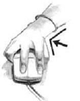 a. Kenyamanan menunjuk Sewaktu menggunakan mouse, trackball, atau alat penunjuk yang lain, jangan dicengkeram dan klik tombol dengan sentuhan ringan.
