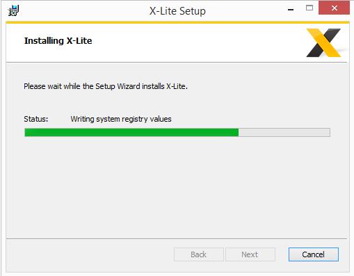 Setelah menentukan option-option tambahan dari installsi x-lite, maka proses instalasi akan
