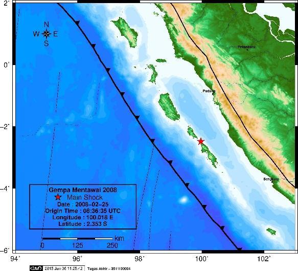 100,018 o BT; 2,353 o LS, terjadi gempa berkekutan 7,2 Mw. Gambar 1.