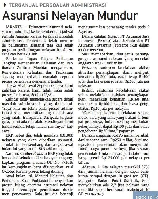 Bisnis Indonesia 23/08/2016,