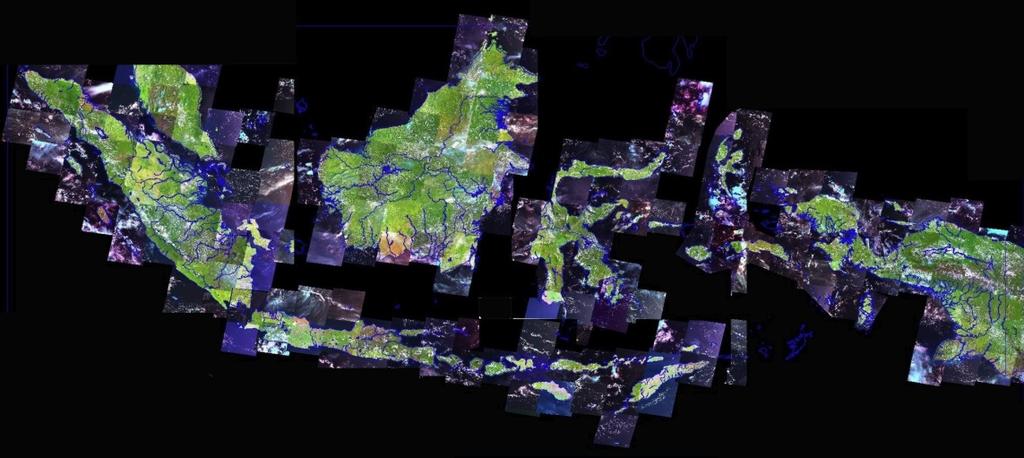Gambar 4. Liputan Citra Landsat Indonesia sebagai Sumber Data Penutupan Lahan 2. Ijin pinjam pakai kawasan hutan terlayani secara tepat waktu, terlaksana 100%.