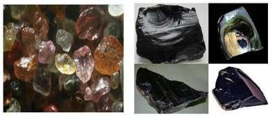 94 c. Batu obsidian Obsidian merupakan batuan yang terbentuk oleh hasil kegiatan erupsi gunung api bersusunan asam hingga basa yang pembekuannya sangat cepat sehingga akan terbentuk gelas atau kaca