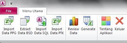 Gambar 4 Tampilan Menu Utama 1) Import Data PPG, menu ini berfungsi untuk mengimport data dari file data PPG yang berbentuk excel.