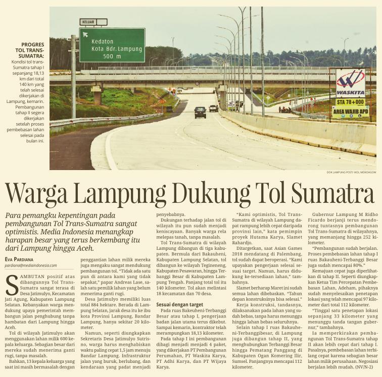 Judul Warga Lampung Dukung Tol Sumatera Tanggal Media Media Indonesia (Halaman,