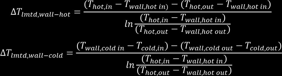 Beda temperatur yang digunakan untuk perhitungan adalah log mean temperature difference antara temperatur fluida dengan temperatur dinding penukar panas.