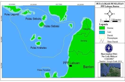 3 Gambar 1 Lokasi daerah penangkapan ikan tongkol (Euthynnus affinis) di Perairan Selat Sunda Pengumpulan Data Pengumpulan data primer ikan tongkol diperoleh dengan metode penarikan contoh acak