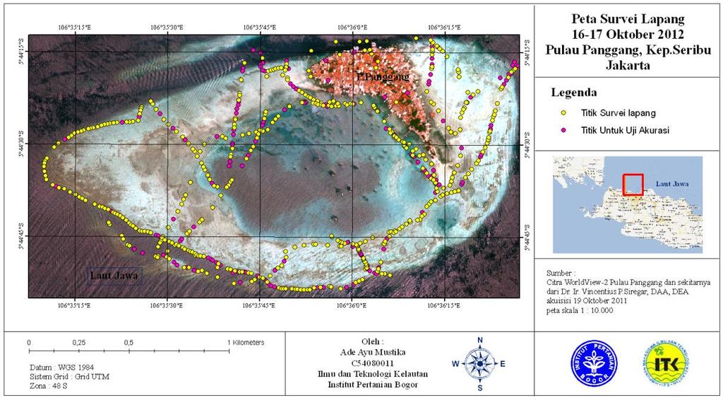 Penelitian ini bermaksud memanfaatkan kemampuan citra satelit Worldview-2 untuk memetakan karakteristik dasar perairan dangkal dengan menggunakan skema klasifikasi habitat di Pulau Panggang dan dalam