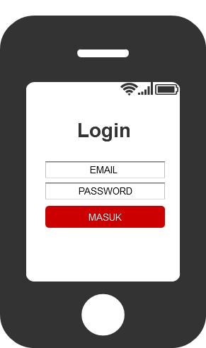 57 Setelah mendaftar pada form registrasi, aplikasi akan mengesekusi halaman login. Pada form login terdapat email dan password. Design User interface halaman login ditunjukkan pada Gambar 3.26.