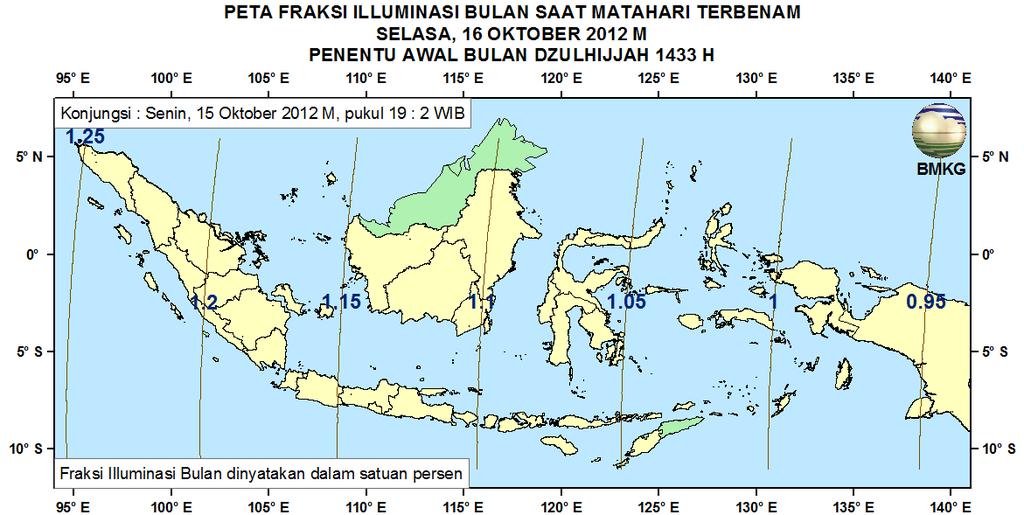 Peta Lag tanggal 16 Oktober 2012 untuk pengamat di Indonesia 7.