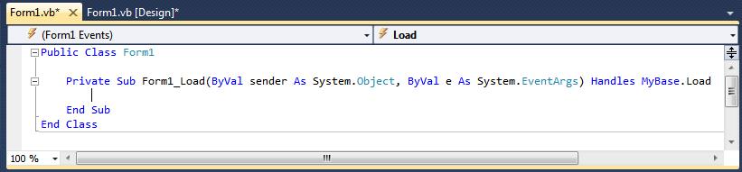 Code Editor Code Editor merupakan fitur Visual Basic 2010 yang digunakan untuk menambahkan kode program dari