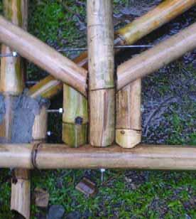 Kelemahan yang berikutnya terkait dengan bentuk batang bambu yang seperti pipa. Bentuk pipa ini mempersulit pembuatan sambungan antar batang bambu.