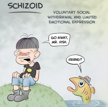 Schizoid Orang dengan gangguan kepribadian Schizoid menghindari hubungan dengan orang lain dan tidak menunjukkan banyak emosi.