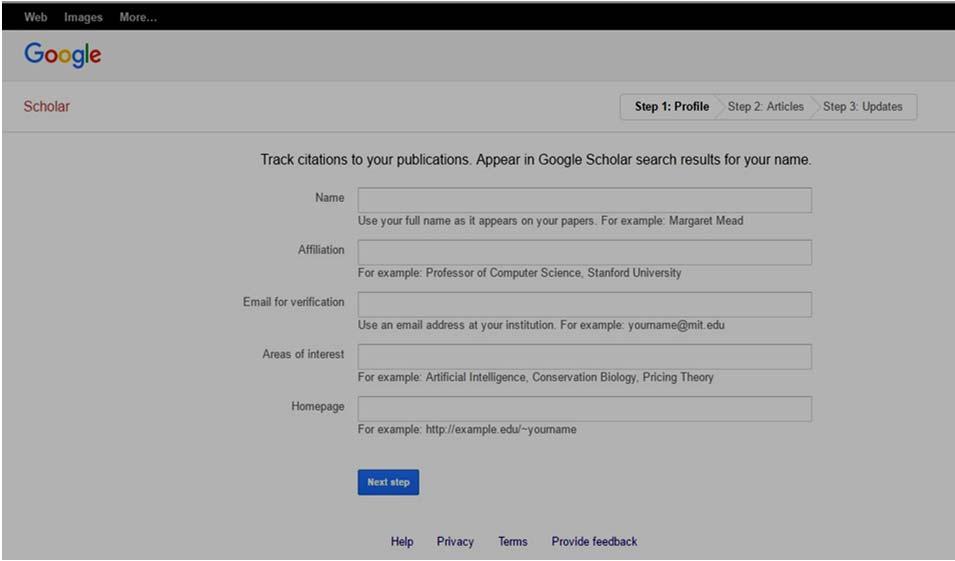 5. Pilih My Citations. Dan lakukan pengisian profil Google Scholar.