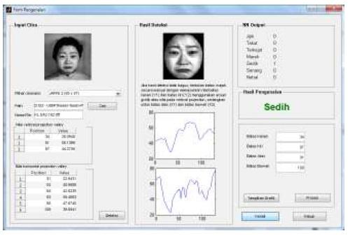 Tampilan antarmuka form pembelajaran sistem pengenalan ekspresi wajah ditunjukkan seperti pada Gambar 8. Maksimum epoh yang Gambar 8.