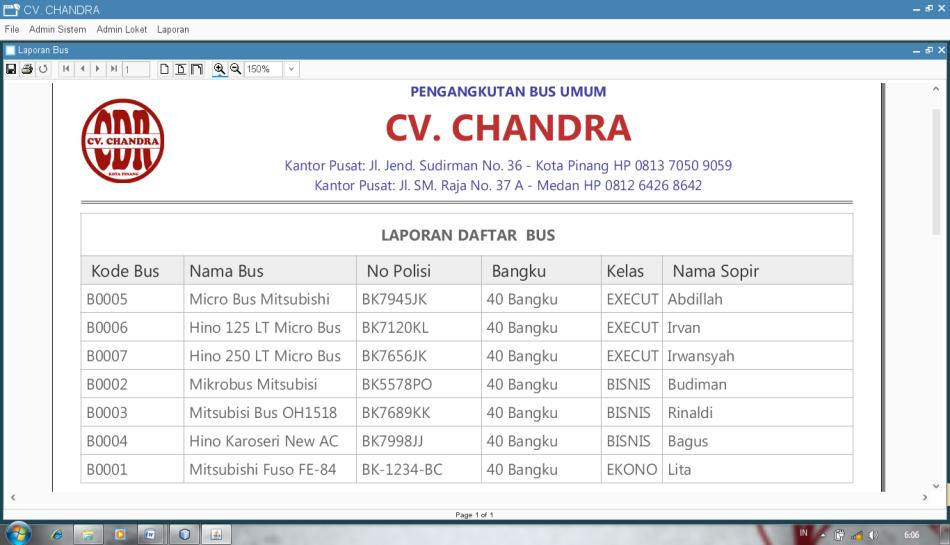 Form Laporan Data Bus dapat dilihat pada gambar IV.17 : Gambar IV.
