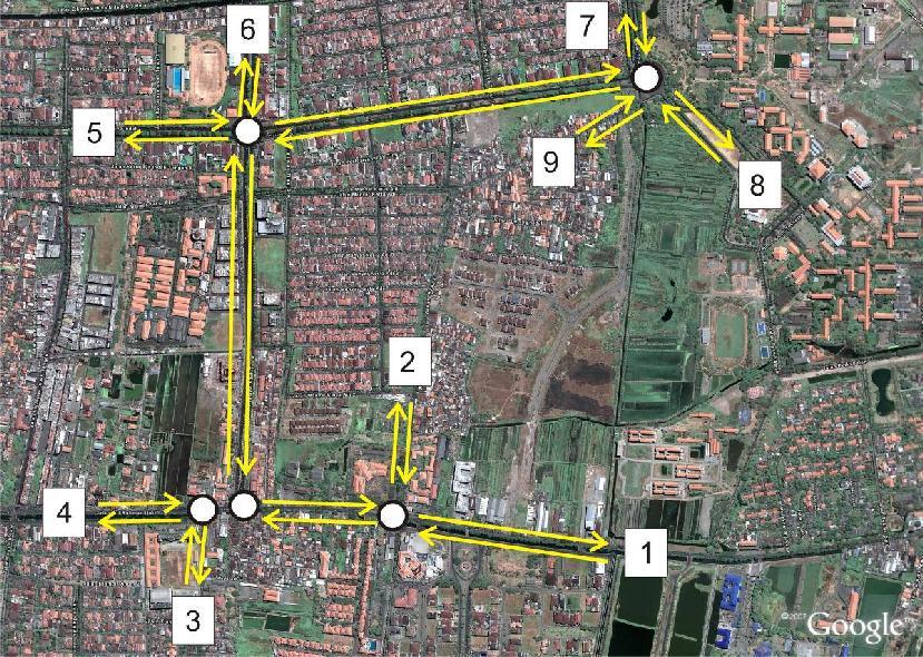 Volume 11, Nomor 2, Agustus 2013 kinan melewati jl. Arief Rachman Hakim sisi timur; Zona 2 adalah pergerakan lalu lintas melewati jl. Gebang Putih; Zona 3 adalah pergerakan lalu lintas melewati jl.