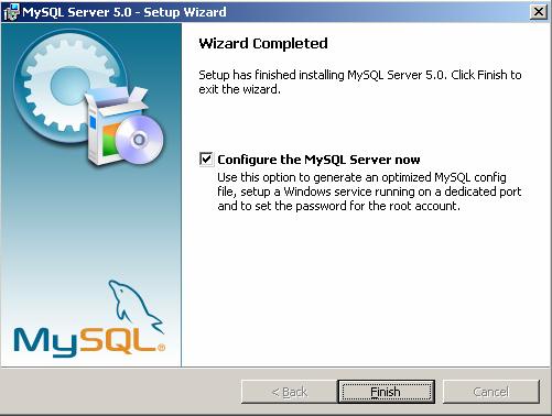 box Configure the MySQL Server now dan