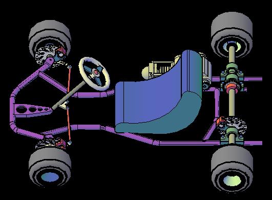 Gambar 2.1 Gokart AutoCAD 2.1 Rangkaian penghasil tenaga (mesin) Struktur mesin dan Perancangan rangka sebagian besar adalah seni dalam hal mengakomodasi komponen komponen mesin.