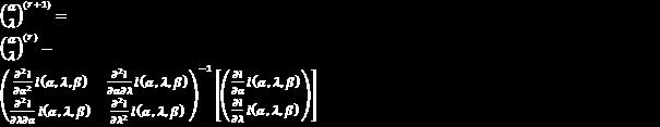 Turunan parsial pertama dan kedua fungsi diperlukan untuk menentukan estimasi parameter dari dan berbentuk implisit dengan pendekatan numerik menggunakanan metode Newton-Raphson.