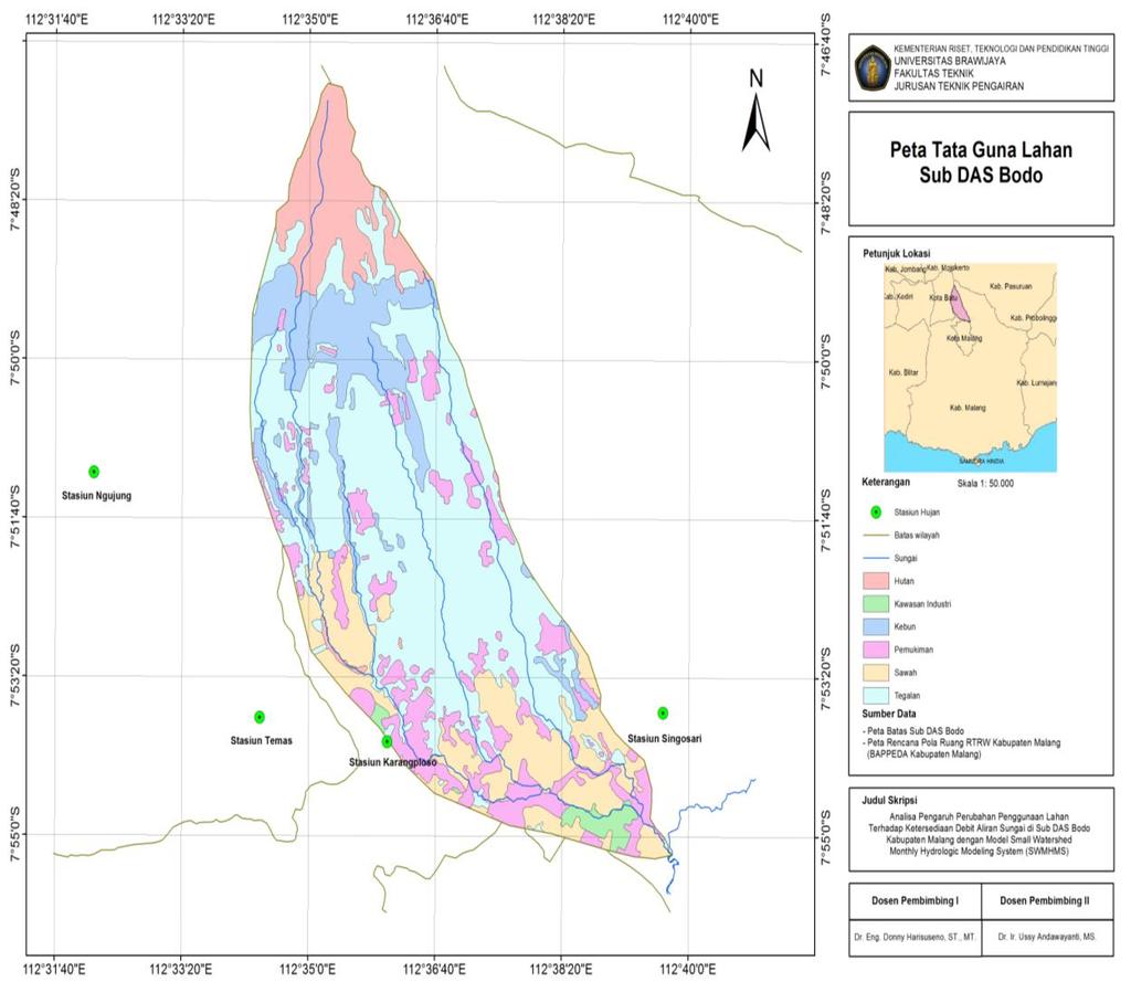 AWLR Gambar 1. Peta Sub DAS Kali Bodo Data yang dibutuhkan Data-data yang dibutuhkan dalam analisa ini adalah : 1. Data hujan harian selama 10 tahun (Tahun 2006-2015) 2.