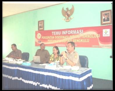 6.1.4. Temu Informasi Teknologi Temu Informasi Percepatan Diseminasi Inovasi Teknologi Pertanian Propinsi Bengkulu dilaksanakan pada hari Rabu tanggal 8 Juni 2011 di BPTP Bengkulu.