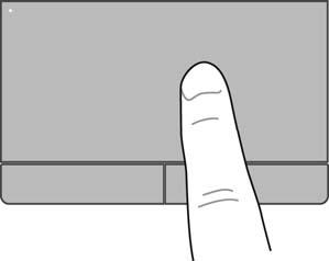 Menavigasi Untuk memindahkan pointer, geserkan satu jari pada permukaan Panel Sentuh ke arah pointer hendak dipindahkan.