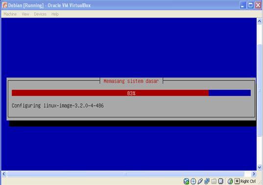 38. Pada tahap ini, PC akan memulai melakukan proses Memasang Sistem Dasar SO Debian. 39.