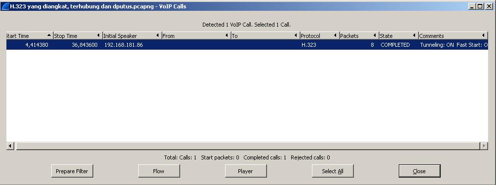Gambar 18. Hasil capture calling setup protokol H.323 b.