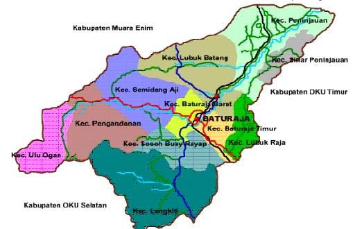 50 Sementara Kabupaten Ogan Komering Ulu secara geografis terletak antara 103 0 40 Bujur Timur sampai dengan 104 0 33 Bujur Timur dan antara 3 0 45 sampai dengan 4 0 55 Lintang Selatan, atau terletak