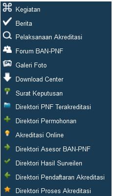 INFORMASI WEBSITE BAN PAUD DAN PNF http://www.banpnf.or.id/ Link yang terkait dengan akreditasi PAUD dan PNF: Direktori Surat Keputusan: http://web.banpnf.or.id/index.