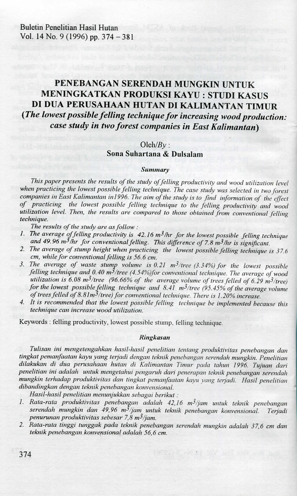 Buletin Penelitian Hasil Hutan Vol. 14No. 9 (1996) pp.