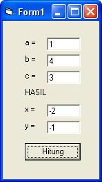 (2) Menghitung nilai puncak persamaan kuadrat y=ax 2 +bx+c dengan a, b dan c diketahui menggunakan rumus: x = b dan masukkan