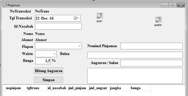 Rancangan Interface a. Rancangan form pendataan nasabah Gambar 4.