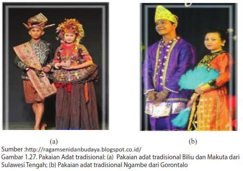 Berikut ini ada dua contoh pakaian adat dari daerah di Indonesia. c. Tarian Daerah Tari merupakan salah satu aspek seni untuk mengungkapkan perasaan melalui gerak.