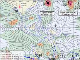 12 minimum 992 mb dan kecepatan maksimum 40 knot, siklon ini aktif di Samudera Pasifik dan bergerak ke Barat Daya hingga Utara, dan punah di tempat yang sama. Gambar 10.