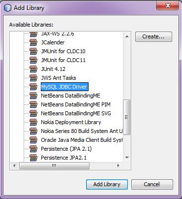Gambar 16. Menambahkan library MySql JDBC Driver 2. Package Fungsi Tambahkan class baru pada package Fungsi dengan nama Fungsi.