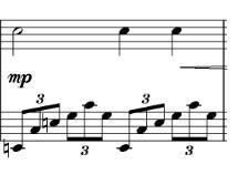 Notasi 3.7 birama 45 B. Nocturne in C Major Bintang Kecil Komposisi ini menggunakan struktur bentuk bebas dengan menggunakan tonalitas C Mayor. Dengan struktur sebagai berikut AA BCDE.